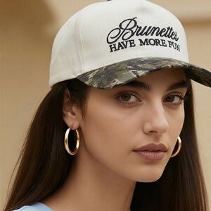 ZENANA | NEW Brunettes Have More Fun Embroidered Cream Baseball Cap OSFA